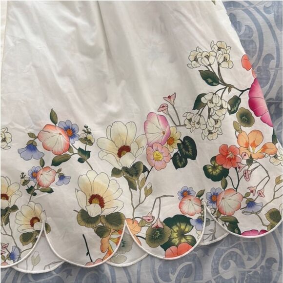 Anne Fontaine White Pink Midi Dress with Cuffed Sleeves - Picture 7 of 8